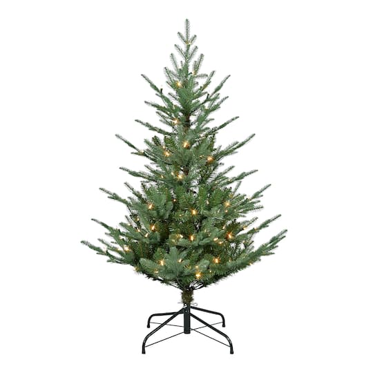 4.5Ft Pre-Lit Hillside Spruce Artificial Tree, Clear Lights By Puleo International in Green | 40" x 54" | Michaels®